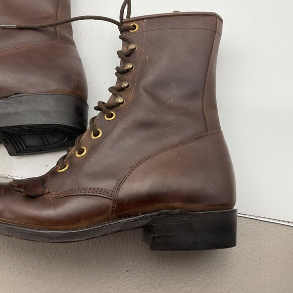 VTG Biltrite Golden Rebel 5 Brown Leather Lace-Up Boots FringeCountry Equestrian - Picture 12 of 14